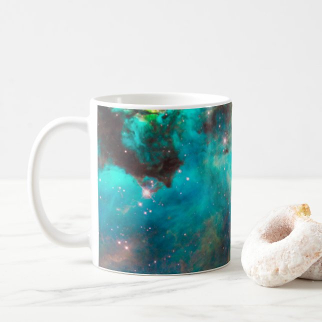 Caneca De Café Aqua Green Star Cluster Celestial Foto (Com Donut)