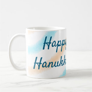 Caneca De Café Aqua laranja feliz Hanukkah adiciona mensagem de t