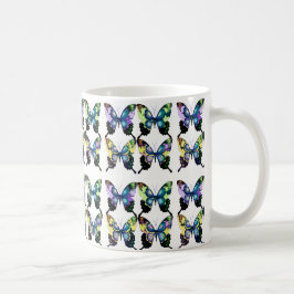 Caneca De Café Aqua, rosa, Art Deco - Borboletas Elegantes
