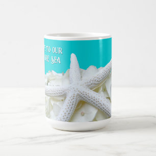 Caneca De Café Aqua Starfish Floral Beach House Mug Personalizado