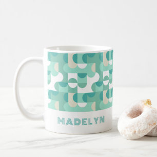 Caneca De Café Aqua Teal Seafoam Mint Green Midsecter Patter