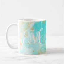 Aqua Watercolor Wash e Monograma Personalizável