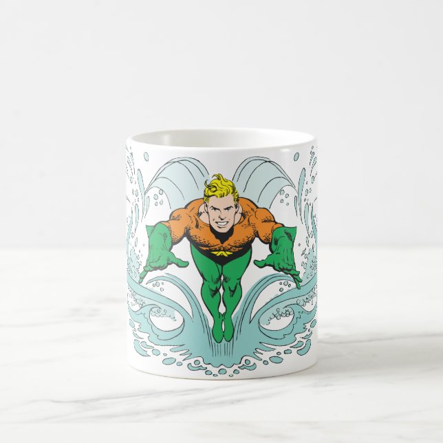 Caneca De Café Aquaman Pulando para a Frente (Centro)