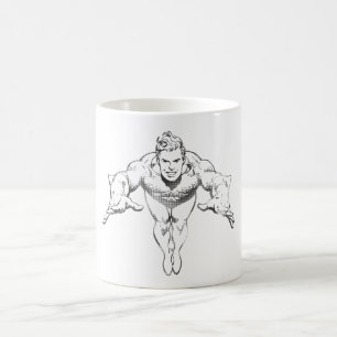 Caneca De Café Aquaman Pulando para a Frente BW