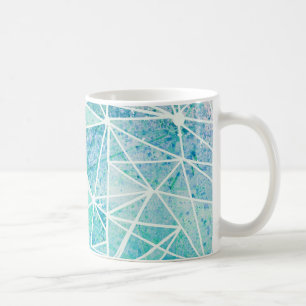 Caneca De Café aquamarina com espaço de geometria branca