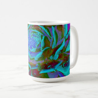 Caneca De Café Aquamarina e Verde Suculenta Sedum Roseta