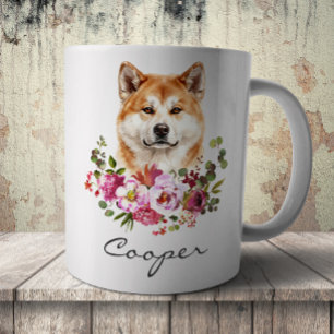 Caneca De Café Aquarela Akita Inu