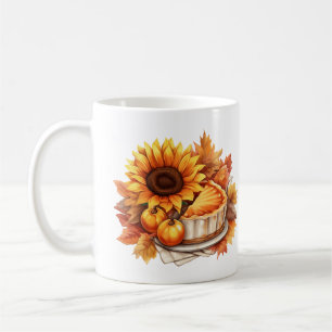 Caneca De Café Aquarela Autumn Pie e Sunflower