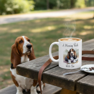 Caneca De Café Aquarela Basset Hound Personalizado