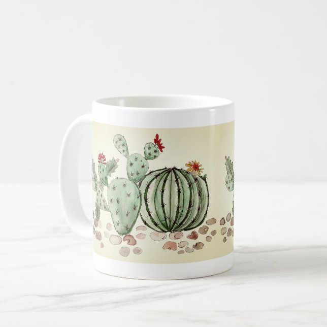 Caneca De Café aquarela, cacto (Frente Esquerda)