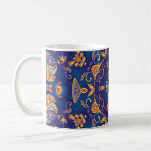 Caneca De Café Aquarela Caleidoscópio Mandala Design Oriental.