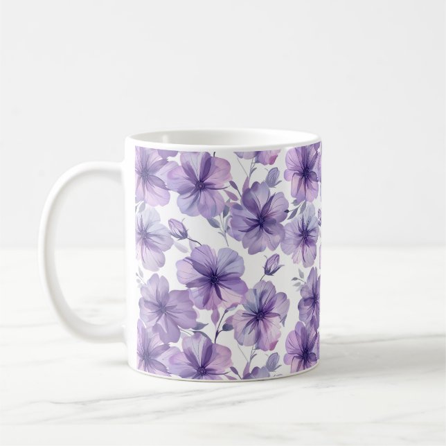 Caneca De Café Aquarela Chic Sofisticado Romântico Floral Fofo (Esquerda)