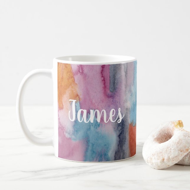 Caneca De Café Aquarela Colorida (Com Donut)