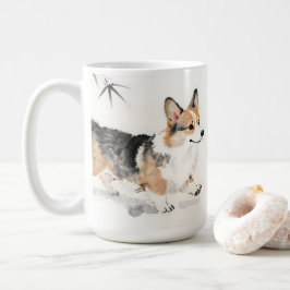 Caneca De Café Aquarela Corgi – Arte Caprichosa de Cachorro com T