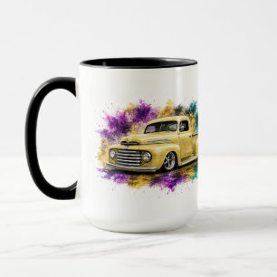 Caneca de café aquarela de caminhão clássico