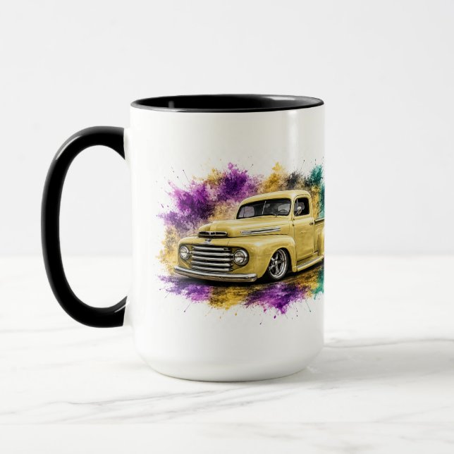 Caneca de café aquarela de caminhão clássico (Esquerda)