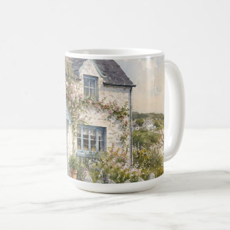 Caneca De Café Aquarela de Casa de Praia Personalizada 