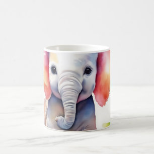 Caneca De Café Aquarela de elefante vibrante