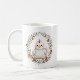 Caneca De Café Aquarela de Galinha Branca Fofa Fazenda