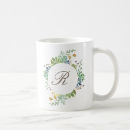 Caneca De Café Aquarela de Jardim Suculta | Inicial