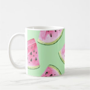 Caneca De Café Aquarela de melancia, padrão contínuo de verão.