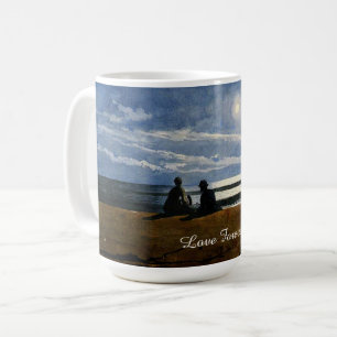 Caneca De Café Aquarela de Winslow Homer, Luar, Amor Para Sempre,