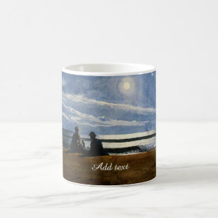 Caneca De Café Aquarela de Winslow Homer, Luar, TEMPLATE,