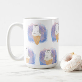 Caneca De Café aquarela do gato sorvete