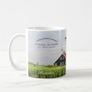 Caneca De Café Aquarela do Moinho de Vento de Zaanse Schans Holan