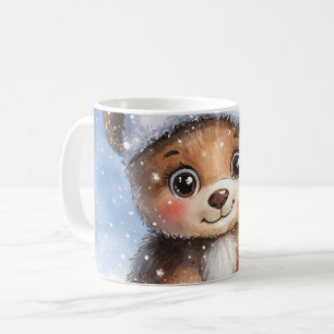 Caneca De Café Aquarela do Ursinho do Papai Noel do Inverno Fofo
