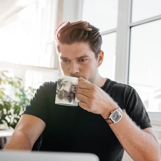Caneca De Café Aquarela Eagle Patriótica América do deus abençoe (Criador carregado)