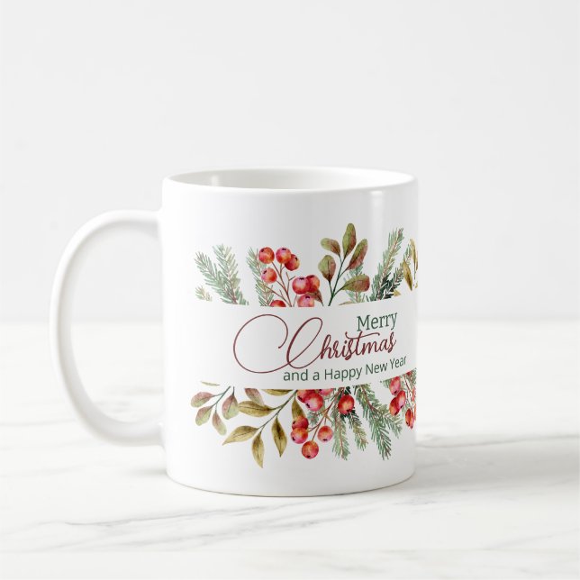 Caneca De Café Aquarela Elegante de Natal (Esquerda)