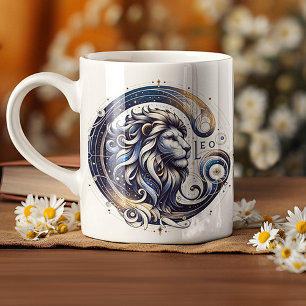 Caneca De Café Aquarela Elegante Leo Zodíaco - Mug Personalizado