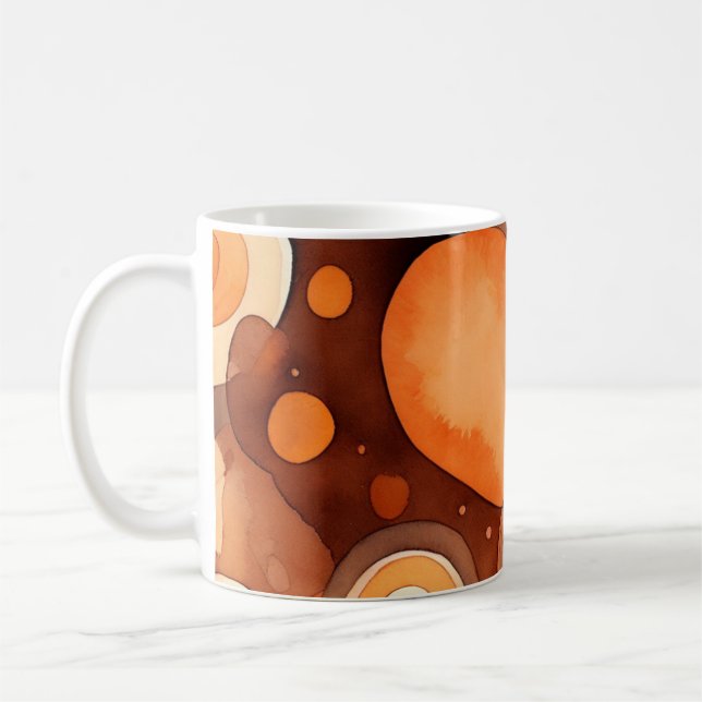 Caneca De Café Aquarela em Tons Terrosos Abstratos (Esquerda)