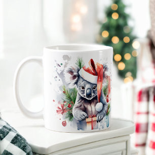 Caneca De Café Aquarela Festiva Koala Christmas Mug
