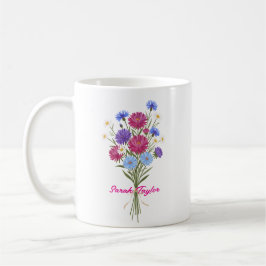 Caneca De Café Aquarela Flor de Nascimento Áster Personalizado