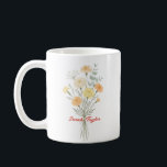 Caneca De Café Aquarela Flor de Nascimento Calêndula Personalizad<br><div class="desc">Celebre uma conexão especial com nossa Caneca Personalizada com Flor de Nascimento em Aquarela. Com uma ilustração floral que representa a beleza única do mês de nascimento, esta caneca combina estilo artístico com funcionalidade cotidiana. As texturas suaves e etéreas da aquarela sobressaem-se contra a cerâmica nítida, criando uma peça que...</div>