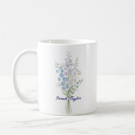 Caneca De Café Aquarela Flor de Nascimento Delphinium Personaliza