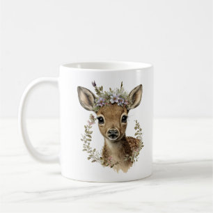 Caneca De Café Aquarela Floral Bebê Cachorro