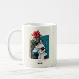 Caneca De Café Aquarela Floral Vintage Vermelha Poinsettia Lembra