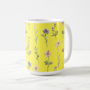 Caneca De Café Aquarela Flores Silvestres