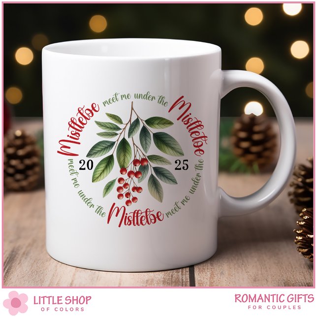 Caneca De Café Aquarela Frutas de Azevinho  Erva-de-passarinho Na (Criador carregado)