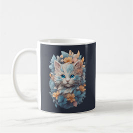 Caneca De Café Aquarela Gato Floral Fofo Salpico