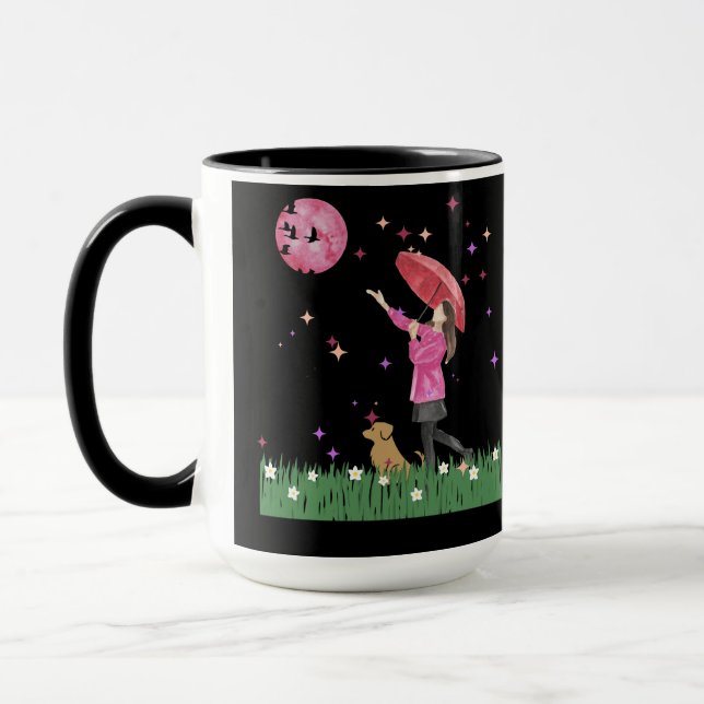 Caneca de Café Aquarela Lua Rosa Mágica & Passeio  (Esquerda)