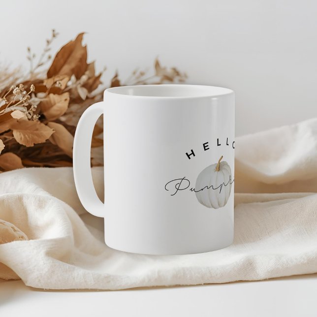 Caneca De Café Aquarela Moderna Olá Abóbora (Criador carregado)