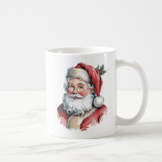 Caneca De Café Aquarela Papai Noel (Direita)