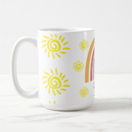 Caneca De Café Aquarela Personalizada Caprichosa Boho Arco-íris e