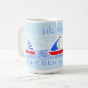 Caneca De Café Aquarela Pintada à Mão Vida Melhor à Beira-Mar