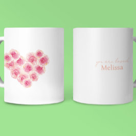 Caneca De Café Aquarela rosas elegantes pessegueira cor-de-rosa