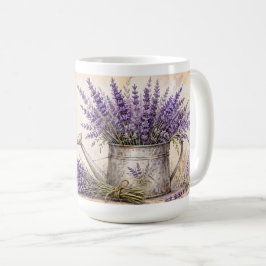 Caneca De Café Aquarela Rústica Lavanda Paz Calma Serenidade